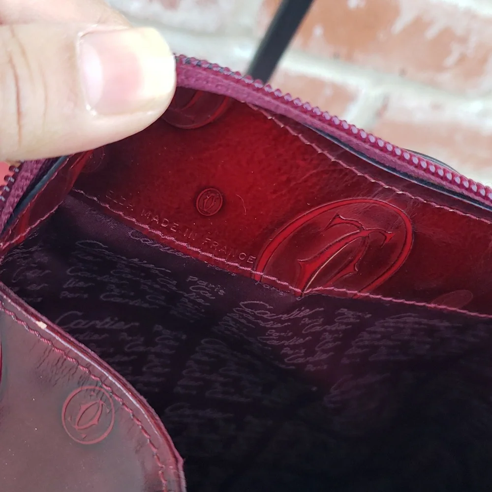 Vintage Cartier Happy Birthday Patent Leather Backpack Unisex Bordeaux Red